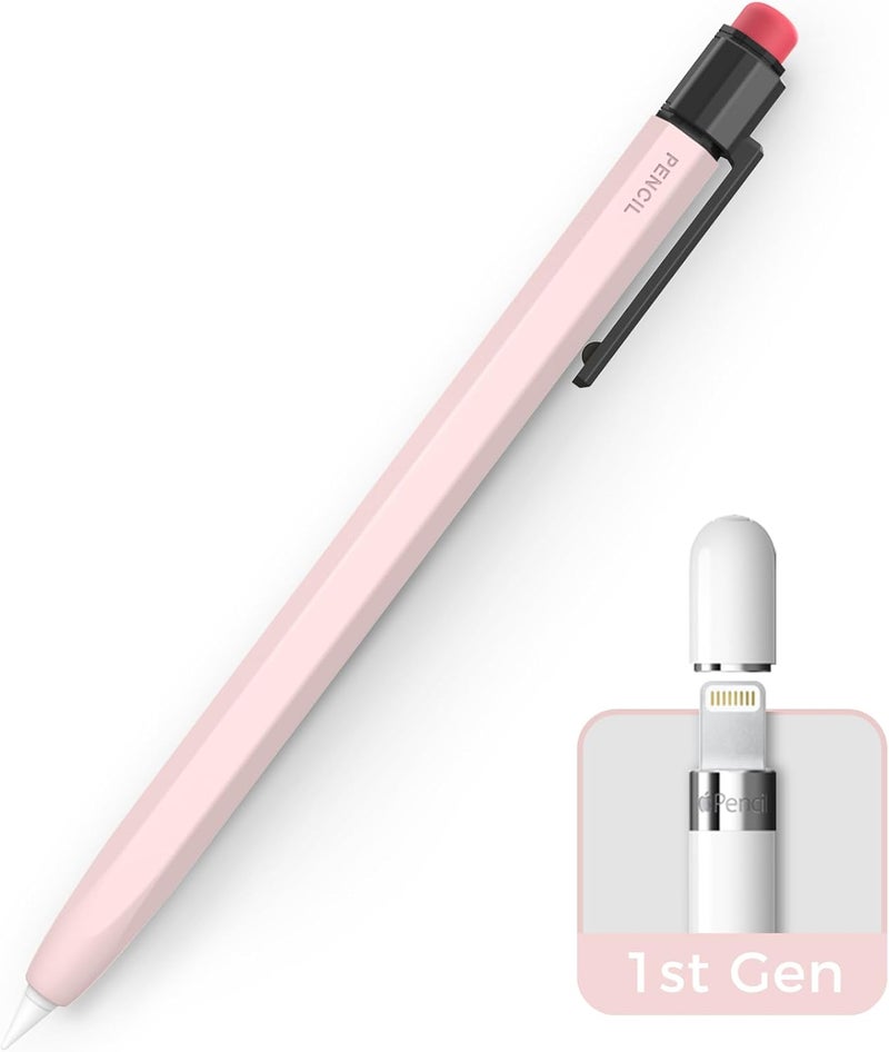TRONWIN Apple Pencil 1st Generation Case, Silicone Pencil Sleeve Cover Perfect Grip Skin Classic Design with Sturdy Clip Compatible with Apple Pencil 1st gen for ipad (Pink) - Image 1